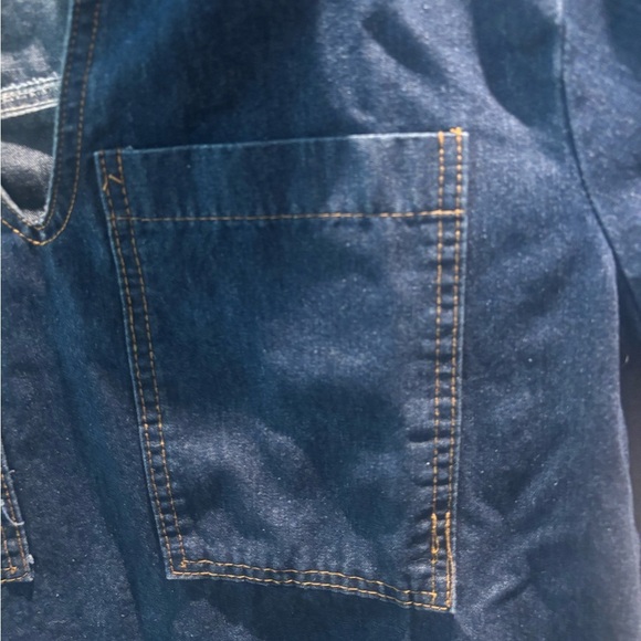 Blue Denim Short Sleeve Casual Tunic Dress - Picture 3 of 5